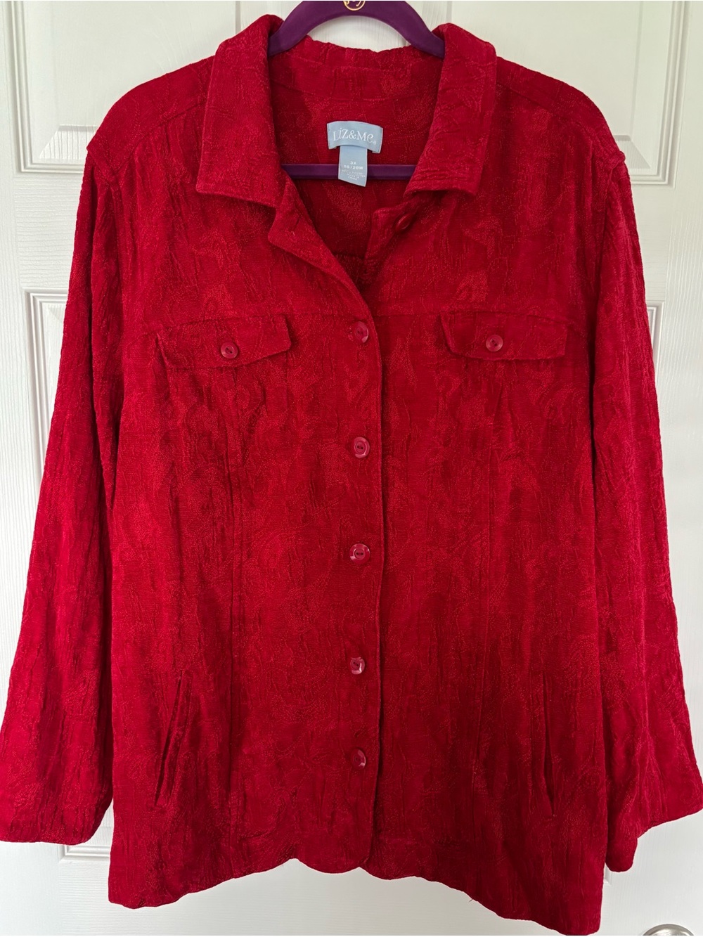 Liz & Me Vibrant Red Button-Down Jacket Blazer